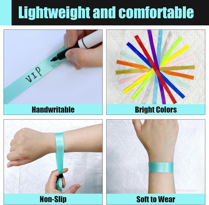 Comflora 100 Cloth Wristbands for Events, Lightweight Concert & Club Entry (Color : Water Green) - Image 3